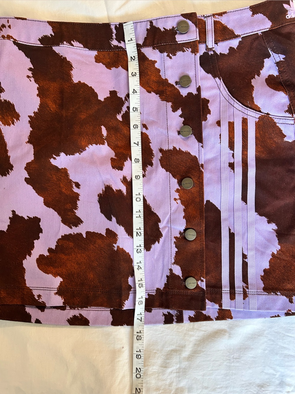 NWT Adidas x IVY PARK denim cow-print mini skirt - Picture 10 of 14